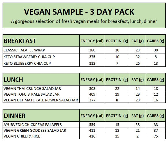 VEGAN SAMPLE / 3 DAY MEAL PACK